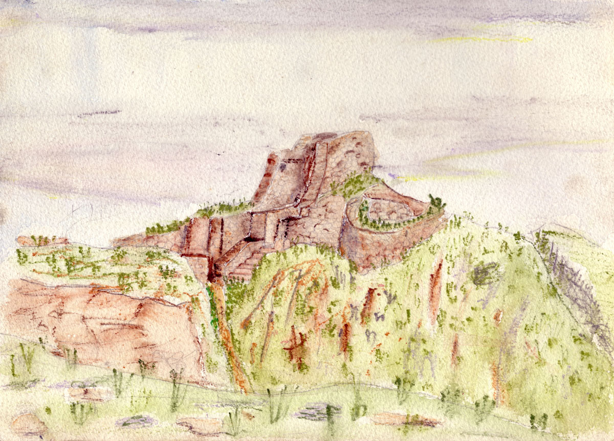 Water Colour Sketch of Gronez Castle in Jersey