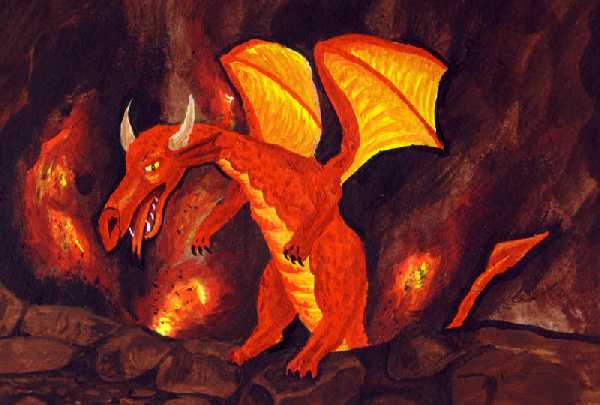 A Dragon in a volcanic cave