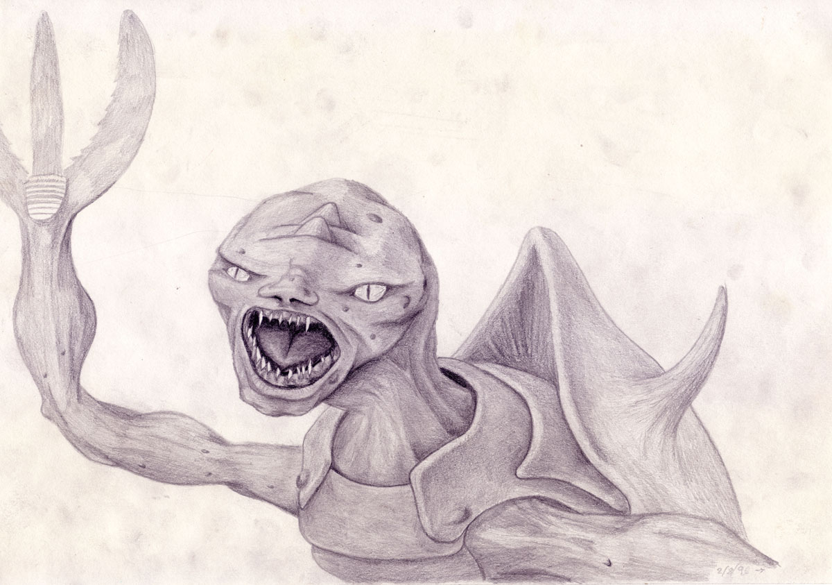 Drawing of a strange alien creature
