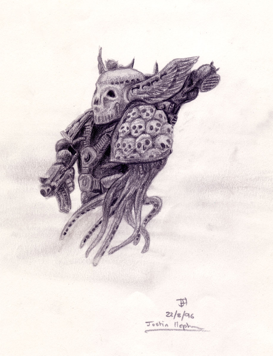 Drawing of a Chaos Space Marine