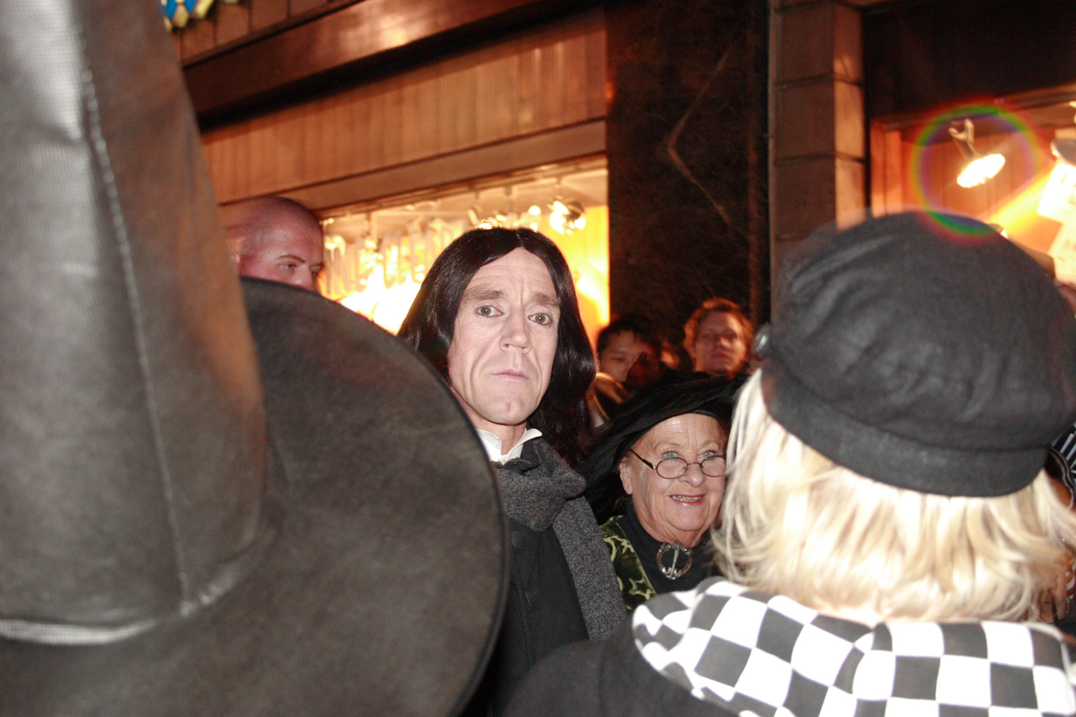 People queueing up for the Harry Potter book launch in London, another not very convincing look-a-like, Snape this time I think!