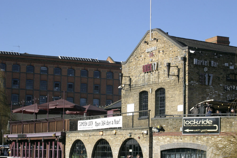 Camden Lock Market as viewed from the Grand Union Canal