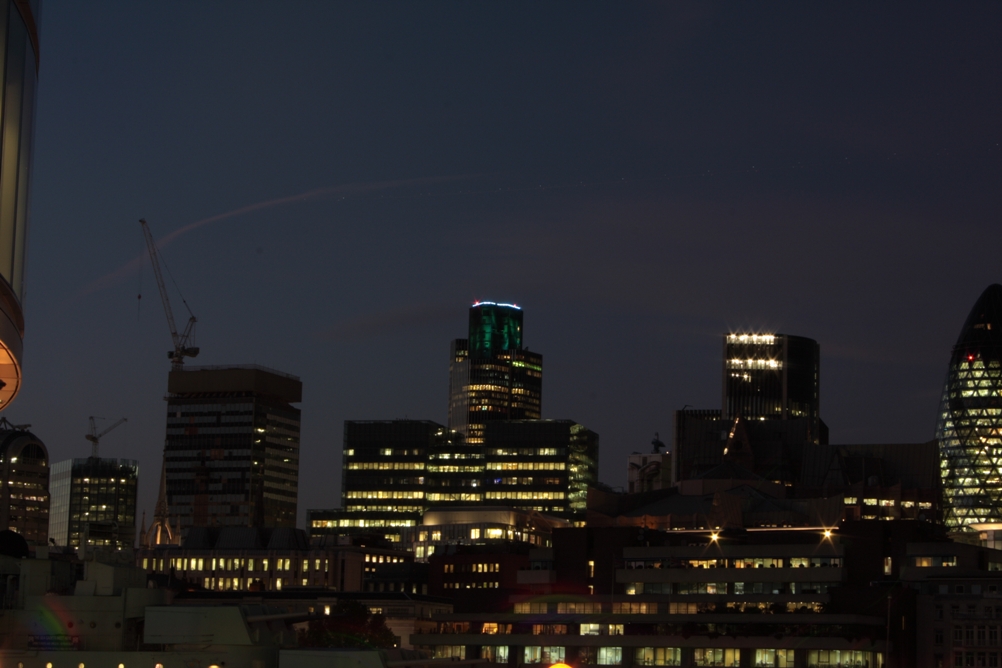 The city of London from sunset until night