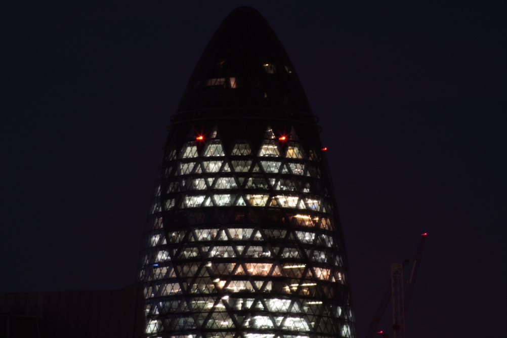 The city of London from sunset until night