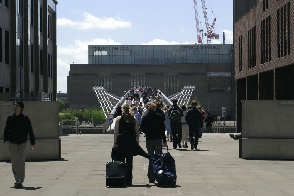 Tate Modern Gallery and Millennium Bridge as viewed from St Pauls.